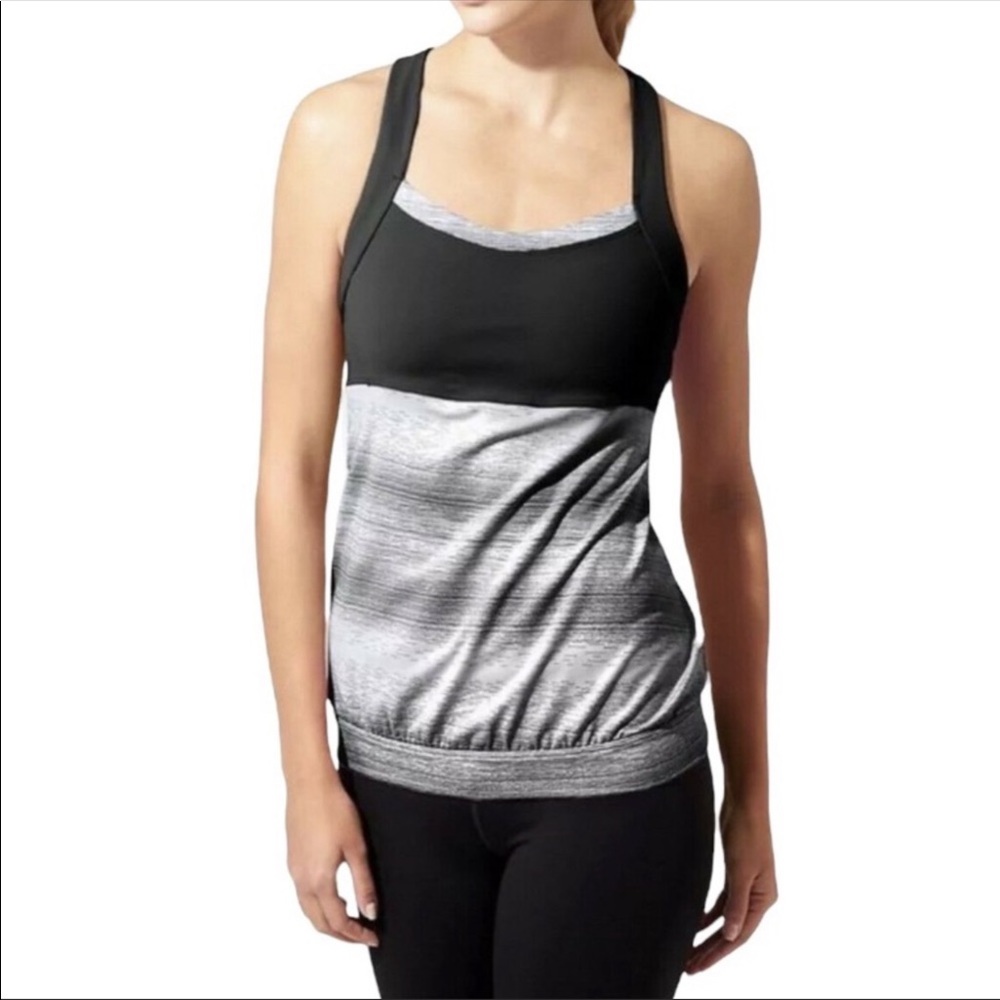 NWT ATHLETA Stride Crunch and Punch Tank Top Black White Grey XS